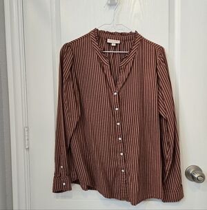 Knox Rose Pearl Snap Button Down Striped Blouse
